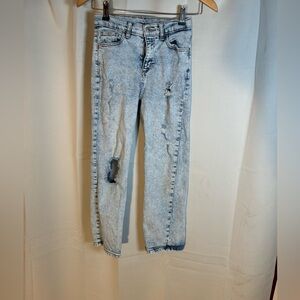 Art Class Kids' Size 10‎ Denim Jeans Acid Wash Distressed High Rise Straight Leg